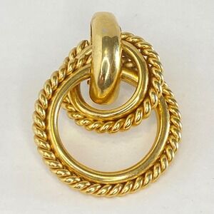 Givenchy Paris New York Gold Tone Single Clip On Earring Twisted Hoop Dangle